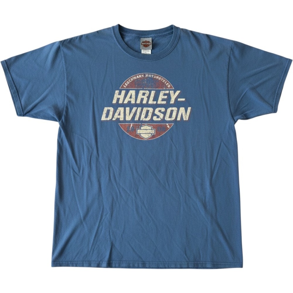 Harley-Davidson Graphic T-Shirt XL Blue Wildhorse Bend Oregon Biker Americana